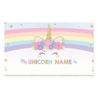 Cute Unicorn What is Your Unicorn Name Game  Rectangular Sticker