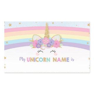 Cute Unicorn What is Your Unicorn Name Game  Rectangular Sticker