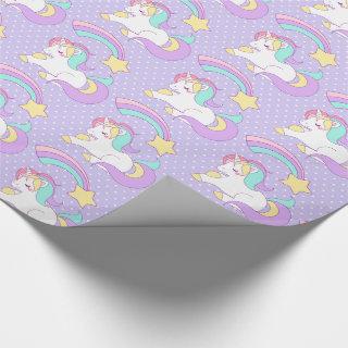 Cute Unicorn with Colorful Shooting Star