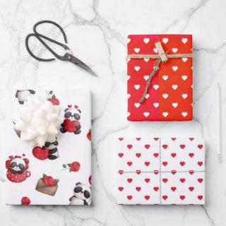 Cute Valentine Panda Bears Set of 3 Designs  Sheets