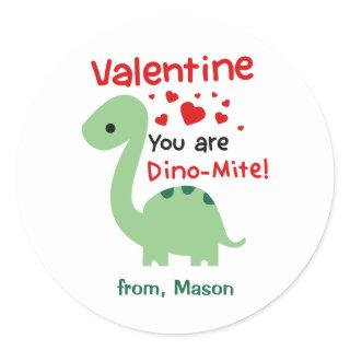 Cute Valentine's Day Dino Classic Round Sticker