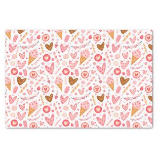 Cute Valentine's Day Hearts, Candy and Ice Cream  Tissue Paper