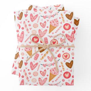 Cute Valentine's Day Hearts, Candy and Ice Cream  Sheets
