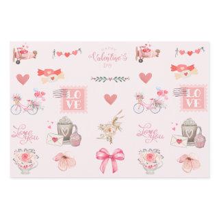 Cute Valentine's Day Pastel Colors Collage Pink   Sheets