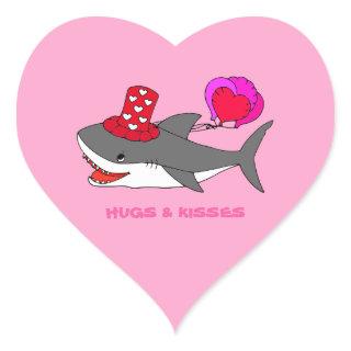 Cute Valentine's Day Shark Heart Sticker