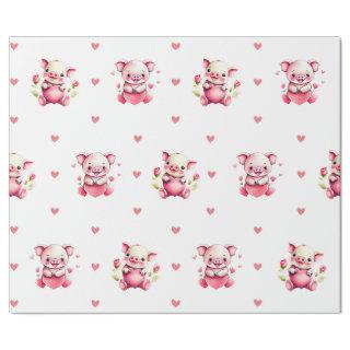 Cute Valentine's Day Watercolor Piglets on White