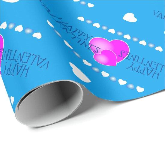 Cute Valentines Pink and White Hearts on BLUE