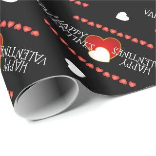 Cute Valentines Red White Hearts BLACK