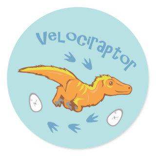 Cute Velociraptor Classic Round Sticker