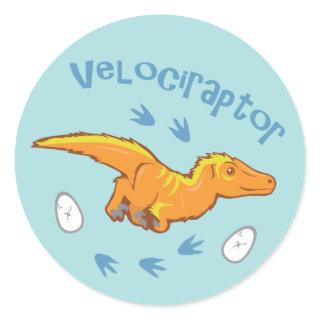 Cute Velociraptor Classic Round Sticker