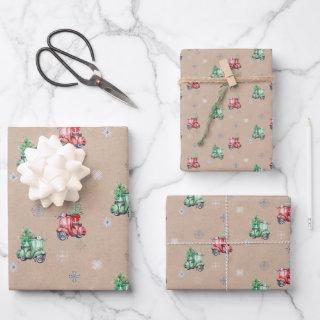 Cute Vespa Christmas Tree On Kraft  Sheets