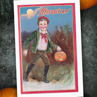 Cute Victorian Boy with Halloween Jack-O-Lantern Tissue Paper