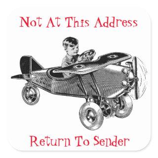 Cute Vintage Air Plane Return To Sender Sticker