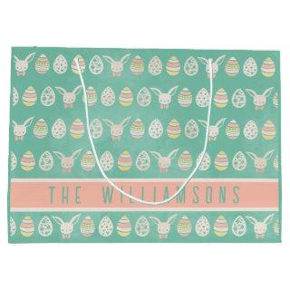 Cute Vintage Easter Eggs Personalized  Large Gift Bag