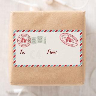 Cute Vintage Mail Holiday Gift Label