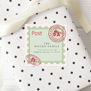 Cute Vintage Mail Holiday Return Adress Square Sticker
