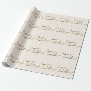 Cute Vintage Script Pastel Happy Holidays