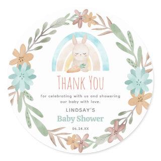 Cute Watercolor Bunny Baby Shower Thank You Classic Round Sticker