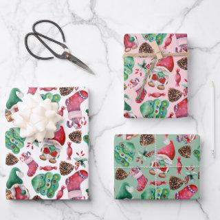 Cute Watercolor Christmas Gnomes Pattern  Sheets