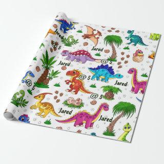 Cute Watercolor Custom Birthday Pattern Dinosaur