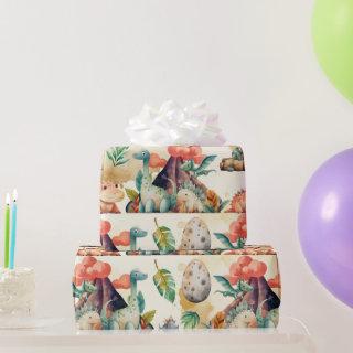 Cute Watercolor Dinosaur Theme Birthday Party