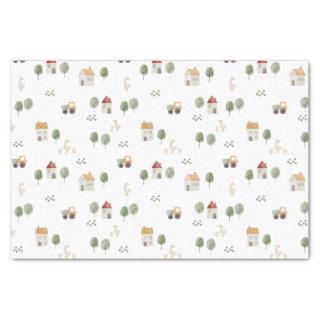 Cute Watercolor Farm Pattern Tissue Paper