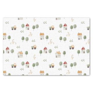 Cute Watercolor Farm Pattern Tissue Paper
