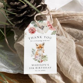 Cute Watercolor Fox Birthday Party Gift Tags