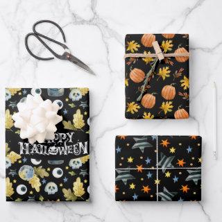 Cute Watercolor Halloween Pattern Three Pack  Sheets