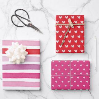 Cute Watercolor Hearts and Stripes Valentine  Sheets