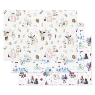 Cute Watercolor Holiday Snowman Christmas Pattern  Sheets