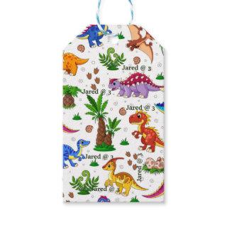 Cute Watercolor Kids' Birthday Dinosaur Thank You Gift Tags