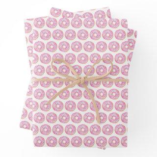 Cute Watercolor Pink Sprinkle Donuts Pattern  Sheets