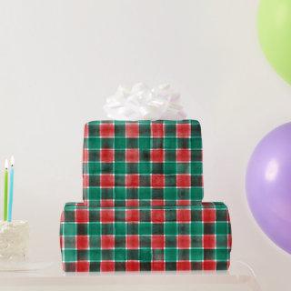 Cute Watercolor Red Green Holiday Plaid Christmas