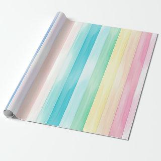 Cute Watercolor Vertical Pastel Rainbow Stripes