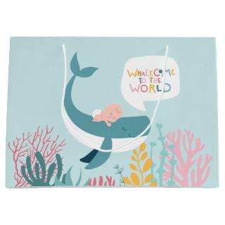 Cute Whale Baby Shower Large Gift Bag