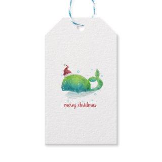 Cute Whale with Santa Hat Gift Tags