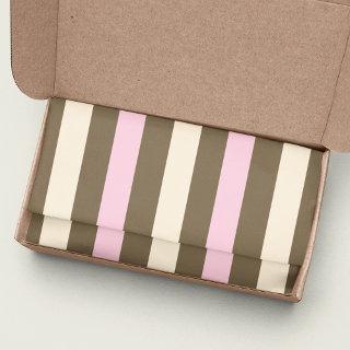 Cute Whimsical Pink Cream Brown Neapolitan Stripes Tissue Paper