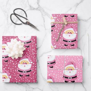 Cute whimsical Pink Santa Claus Christmas holiday  Sheets