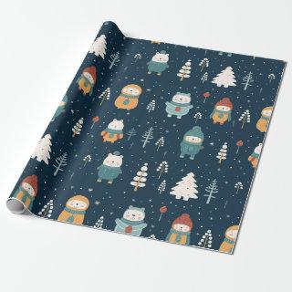 Cute Whimsical Winter Bear Christmas
