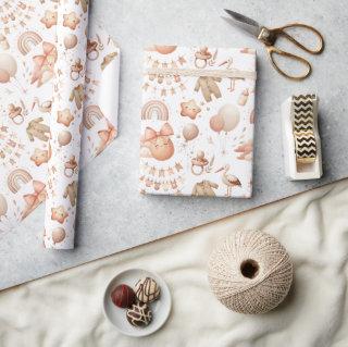 Cute Whimsy Baby Shower Beige  Roll