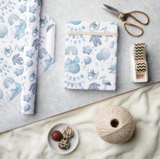 Cute Whimsy Baby Shower Blue  Roll