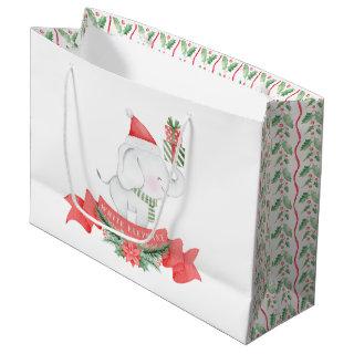 Cute White Elephant | Christmas  Large Gift Bag