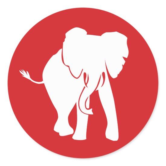 Cute White Elephant Logo 2 choose background color Classic Round Sticker
