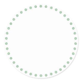 Cute white green snowflakes border blank holiday classic round sticker