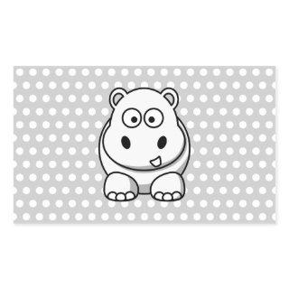 Cute White Hippo Rectangular Sticker