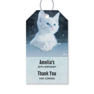 Cute White Kitten with Blue Eyes Event Thank You Gift Tags