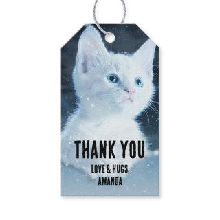 Cute White Kitten with Pretty Blue Eyes Gift Tags