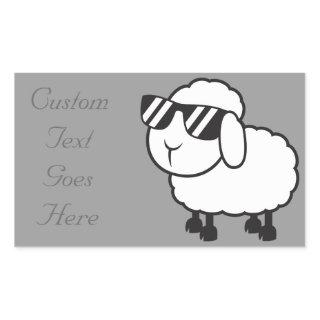 Cute White Sheep Cartoon Rectangular Sticker