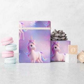 Cute White Unicorn With Pink & Blue Mane